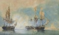 Crescent capturando la fragata francesa Reunión frente a la batalla naval de Cherburgo de 1793